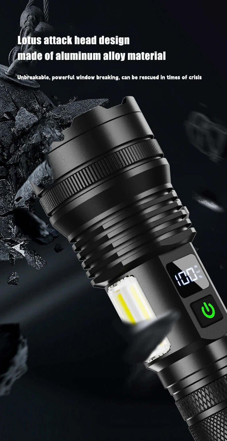 Muctac Charge Flashlight, 5000+ LMS, Zoomable, LED, USB, IP65, Aluminum Alloy