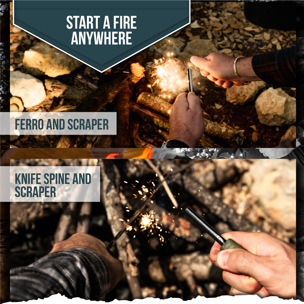 The Congo D2 Steel Bushcraft Survival Knife Gift Set (Black Blade + Green Handle)