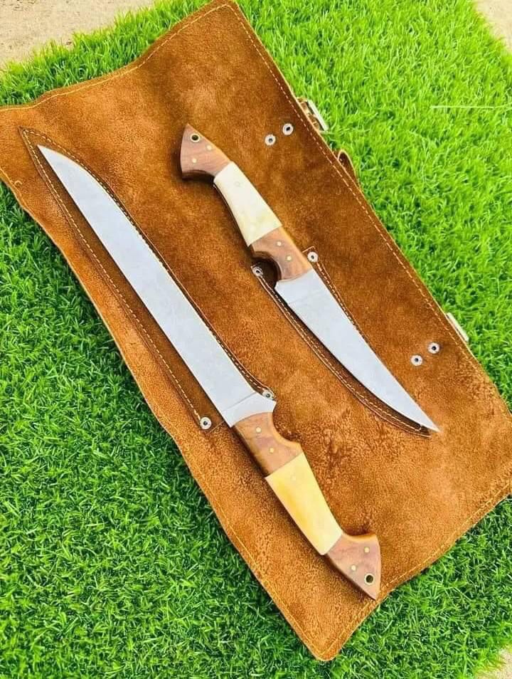Fishing Fillet and Boning Knife Set - Stainless Steel Blade, Bone and Rosewood Handle - 13 Inches and 9.5 Inches - KBS Knives Store