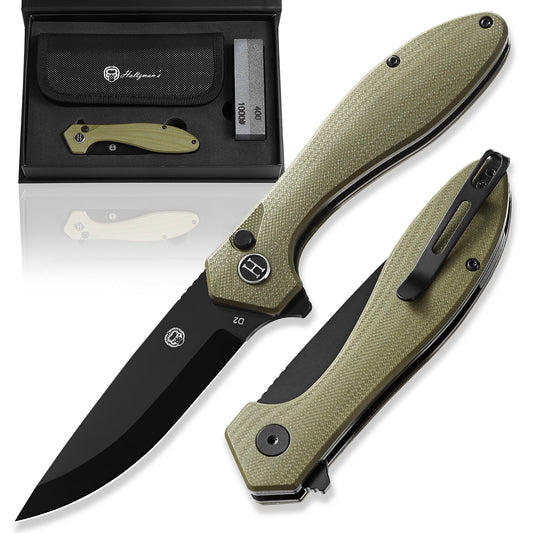 The Vector Folding Pocket Knife Giftset for Men and Women (Green and Black)