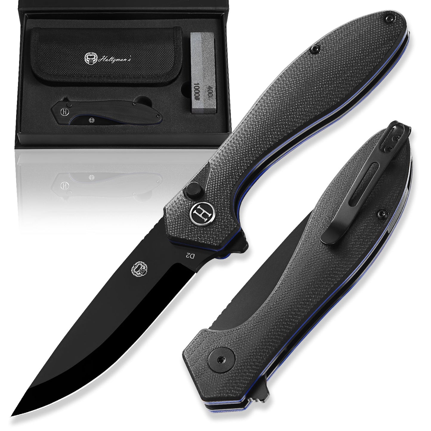 The Vector Folding Pocket Knife Giftset for Men and Women (Black)