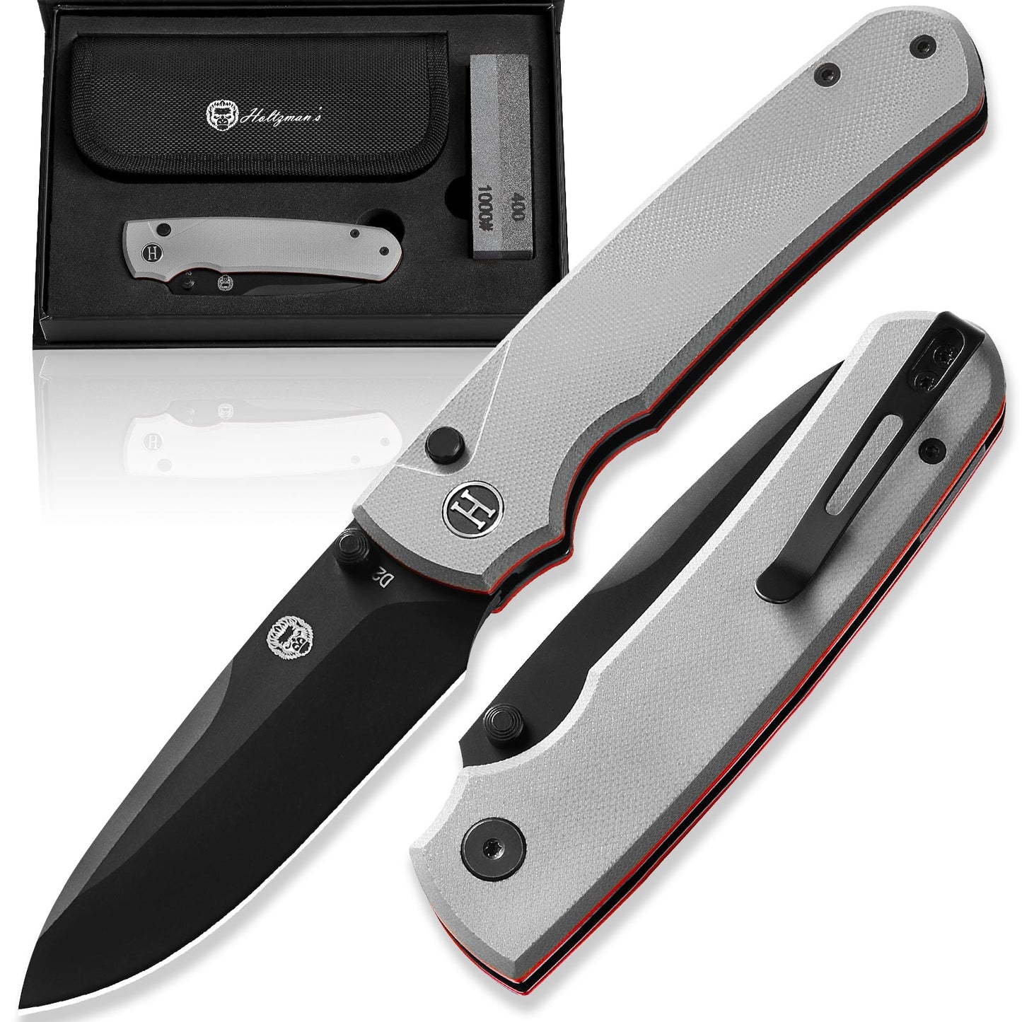 The Loyalist Folding Pocket Knife Giftset for Men and Women (Black and White)