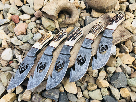Custom Handmade Damascus steel guthook knives