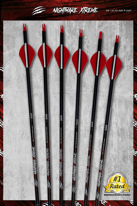 NIGHTMARE XTREME 300 / 350/ 500 spine Arrow 12/Pack Fletched