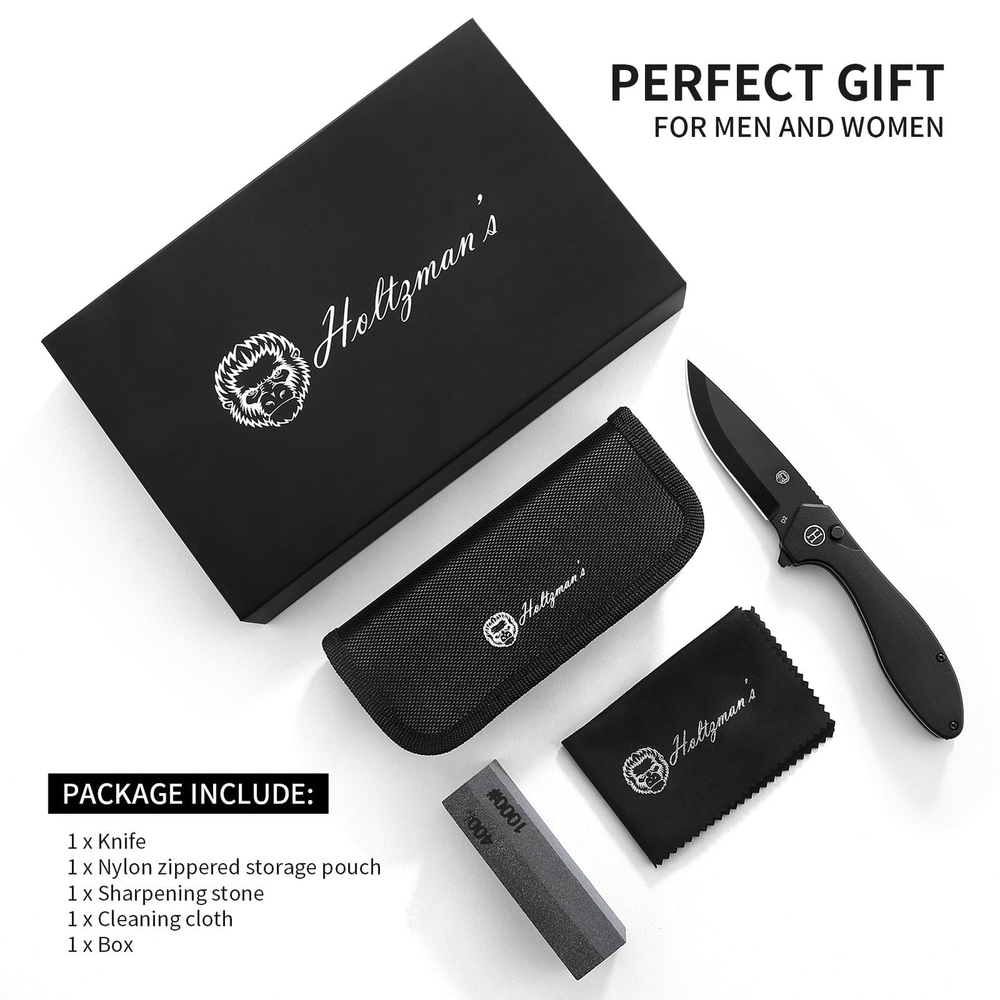 The Vector Folding Pocket Knife Giftset for Men and Women (Black)