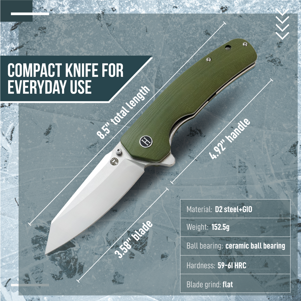 The Clip Point, Straight Back, Pioneer Folding Pocket Knife Giftset Combo (Silver and Green)