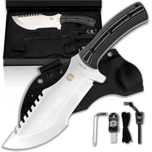 The Tracker D2 Steel Bushcraft Survival Knife Gift Set (Black and Gray)