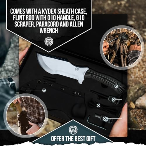 The Tracker D2 Steel Bushcraft Survival Knife Gift Set (Black and Gray)