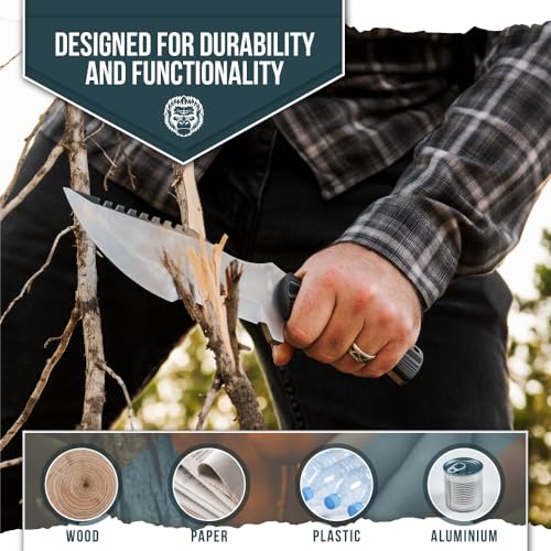 The Tracker D2 Steel Bushcraft Survival Knife Gift Set (Black and Gray)