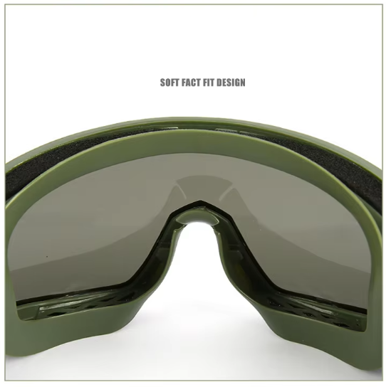 3.2MM Tactical Goggles Anti-Fog Ballistic Glasses 3 Lens Kit – Black Tan OD