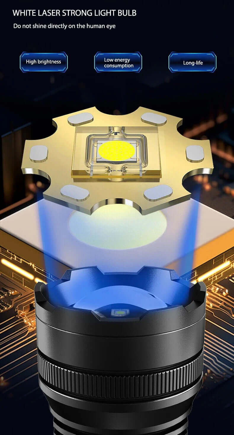 Muctac Charge Flashlight, 5000+ LMS, Zoomable, LED, USB, IP65, Aluminum Alloy