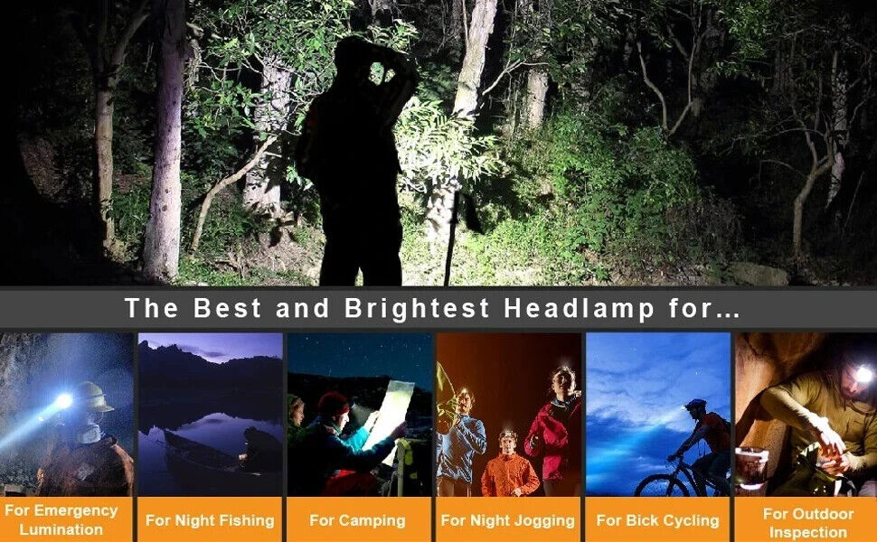 T6 Rechargeable LED Headlamp, Zoom Focus, 4 Modes, USB-C, IP55, Black/Red