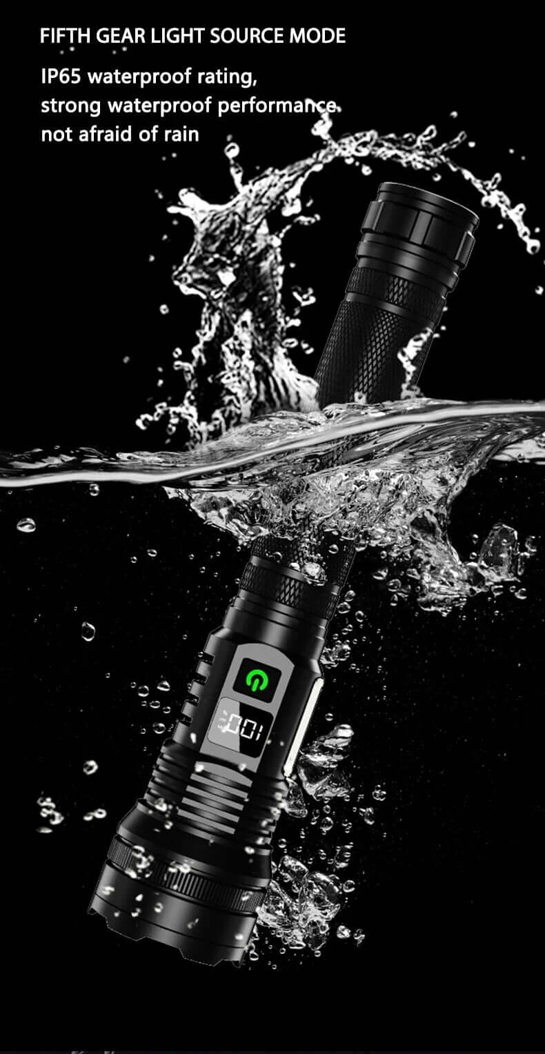 Muctac Charge Flashlight, 5000+ LMS, Zoomable, LED, USB, IP65, Aluminum Alloy