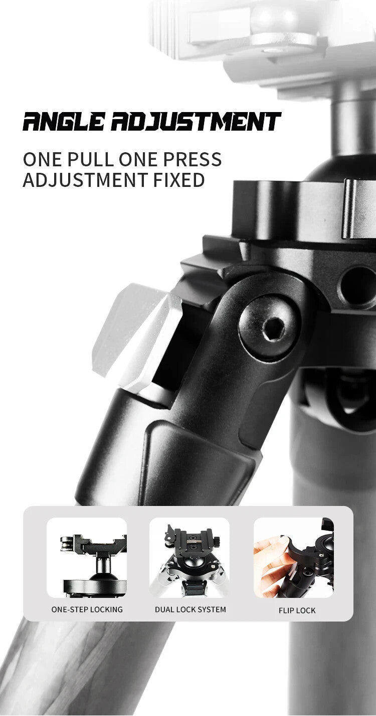 Linkogear Carbon Fiber Tripod – Picatinny/Arca, 64" Max, 66lb Capacity - Brown