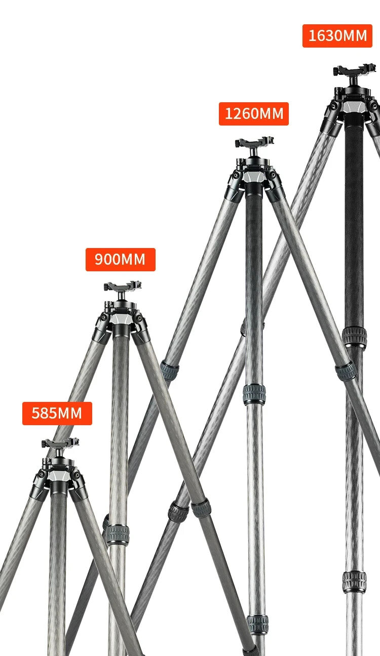 Linkogear Carbon Fiber Tripod – Picatinny/Arca, 64" Max, 66lb Capacity - Black