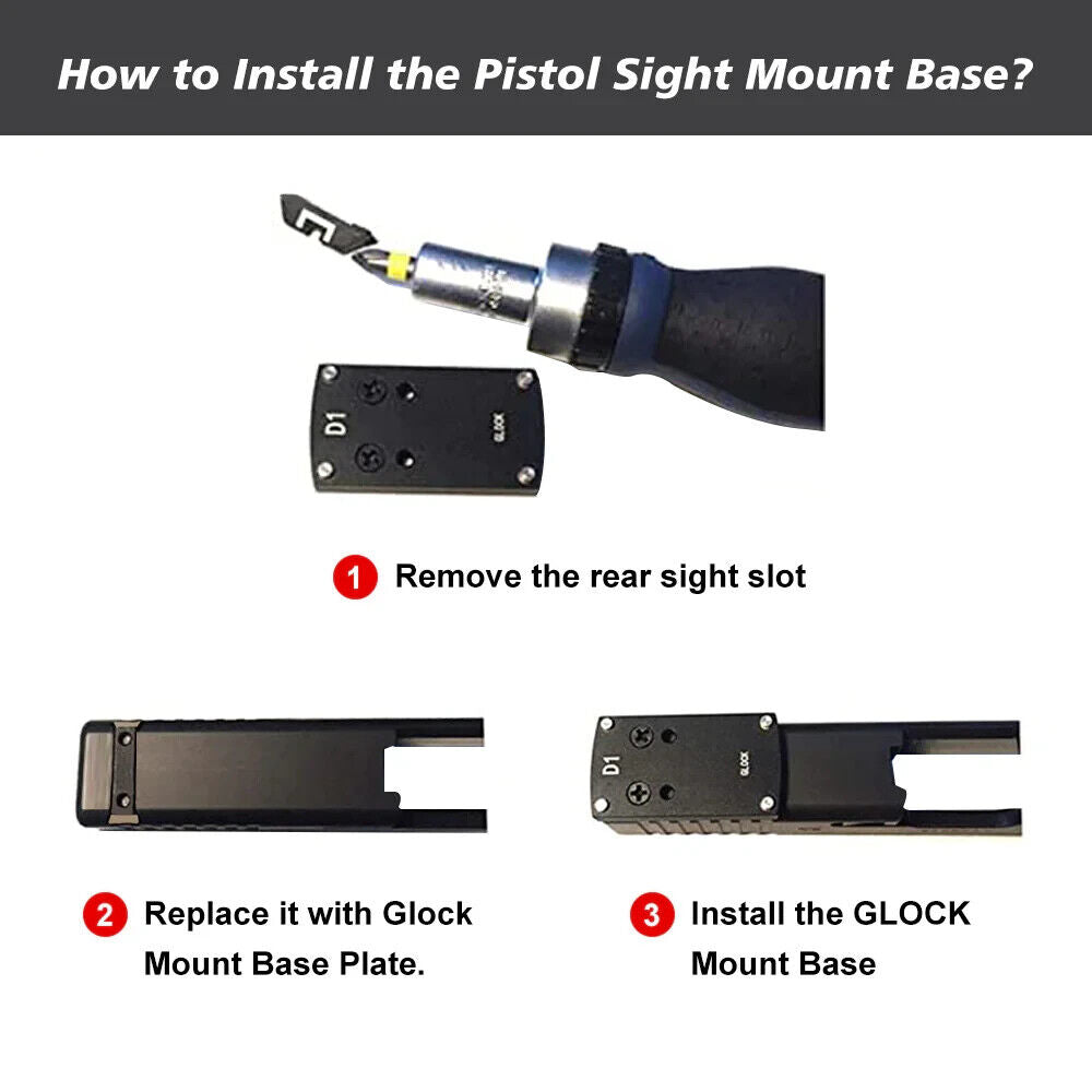 Red Win Pistol Sight Mount Bases - Glk, 1911, Sig, Beretta, Springfield, HK