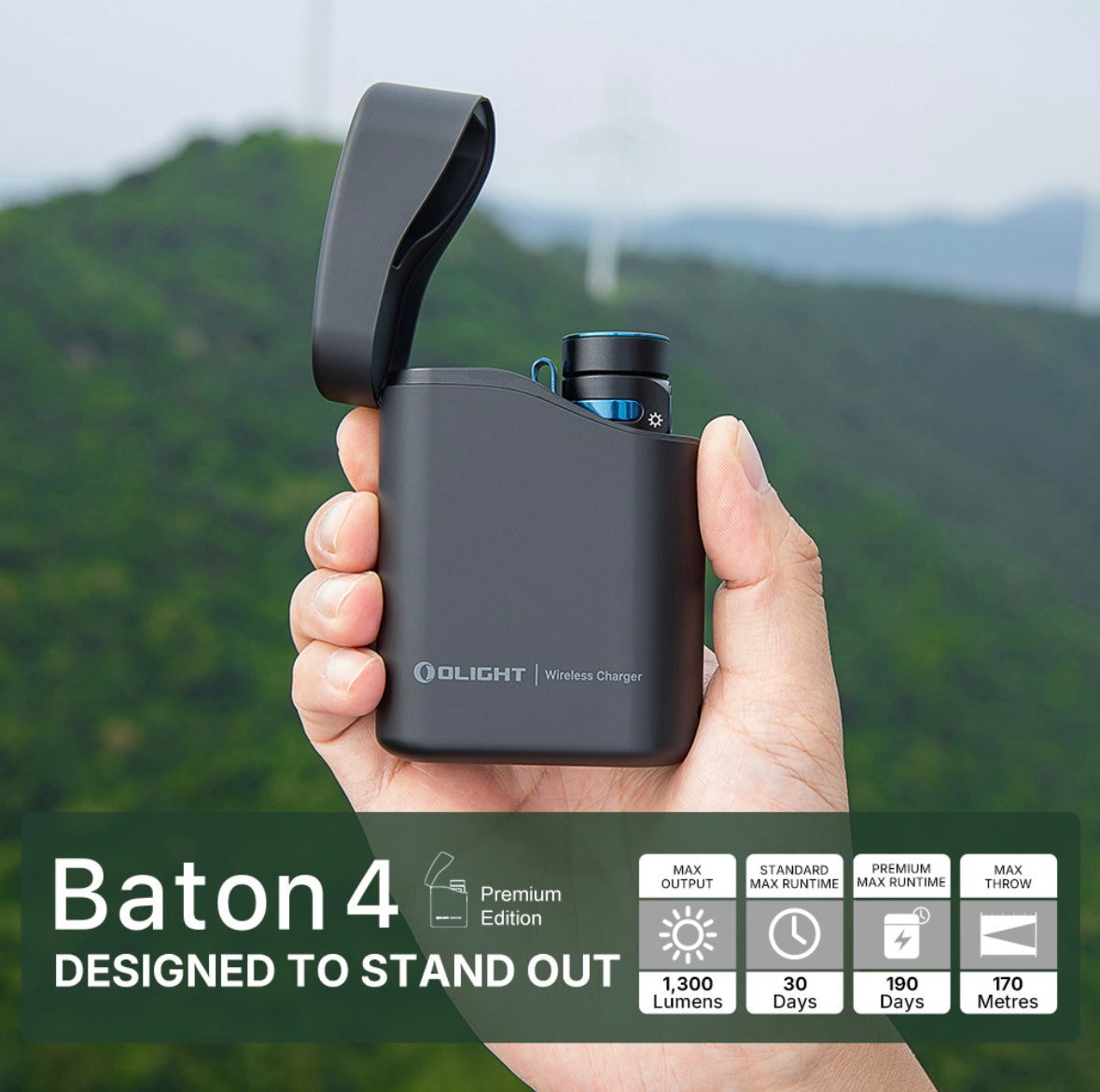 Olight Baton 4 EDC Flashlight 1300 Lumens Rechargeable Compact