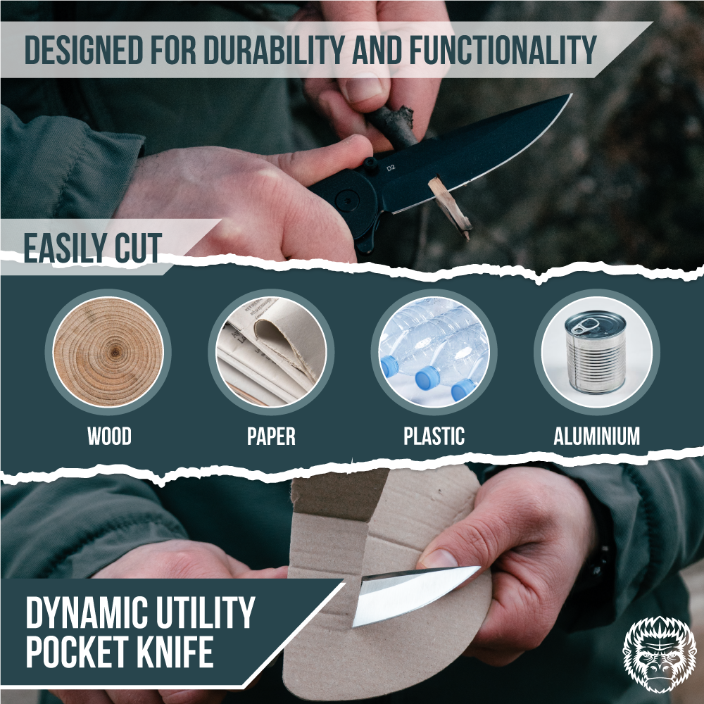 The Straight Back Folding Pocket Knife Giftset for Men and Women (Black and Blue)