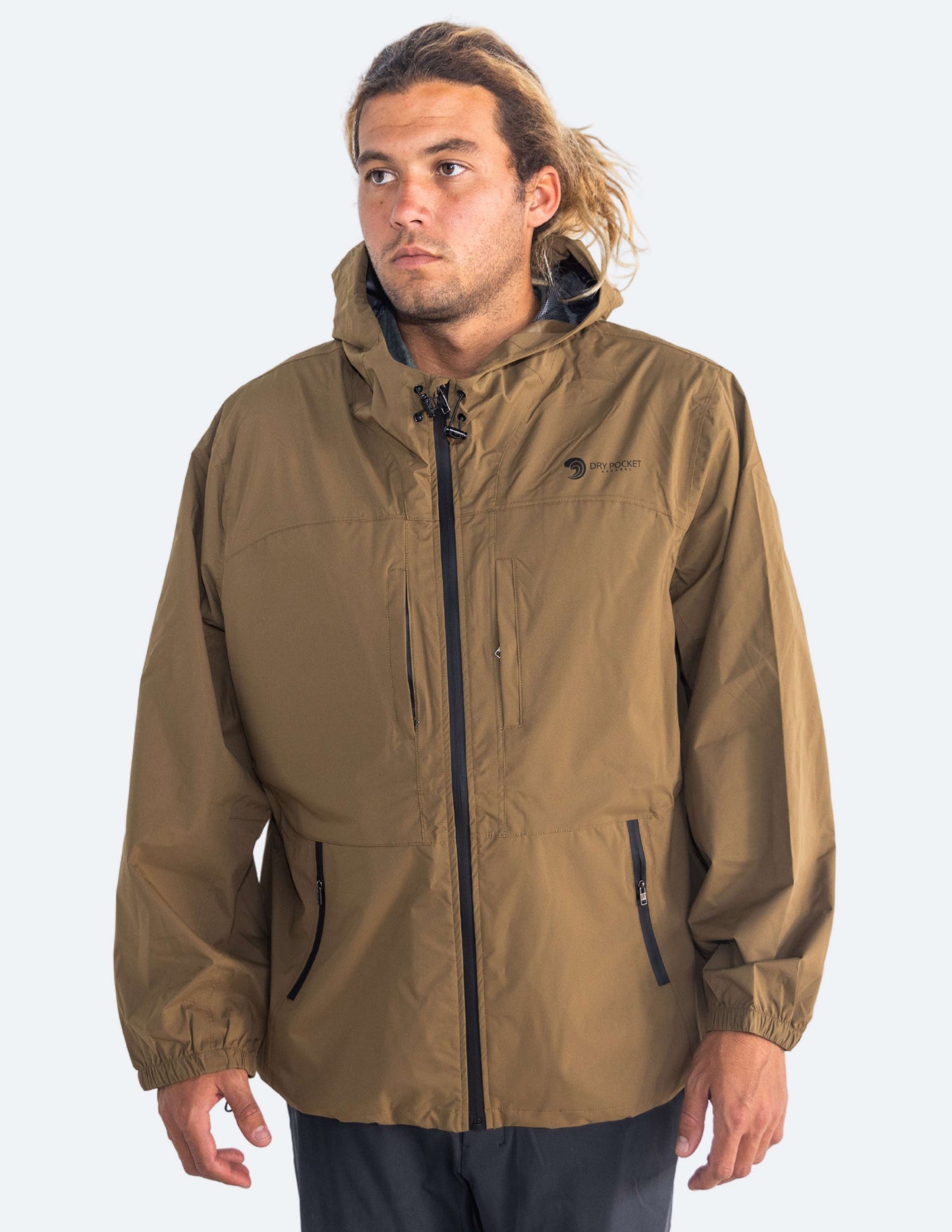 Waterproof Rain Jacket With A Waterproof Pocket