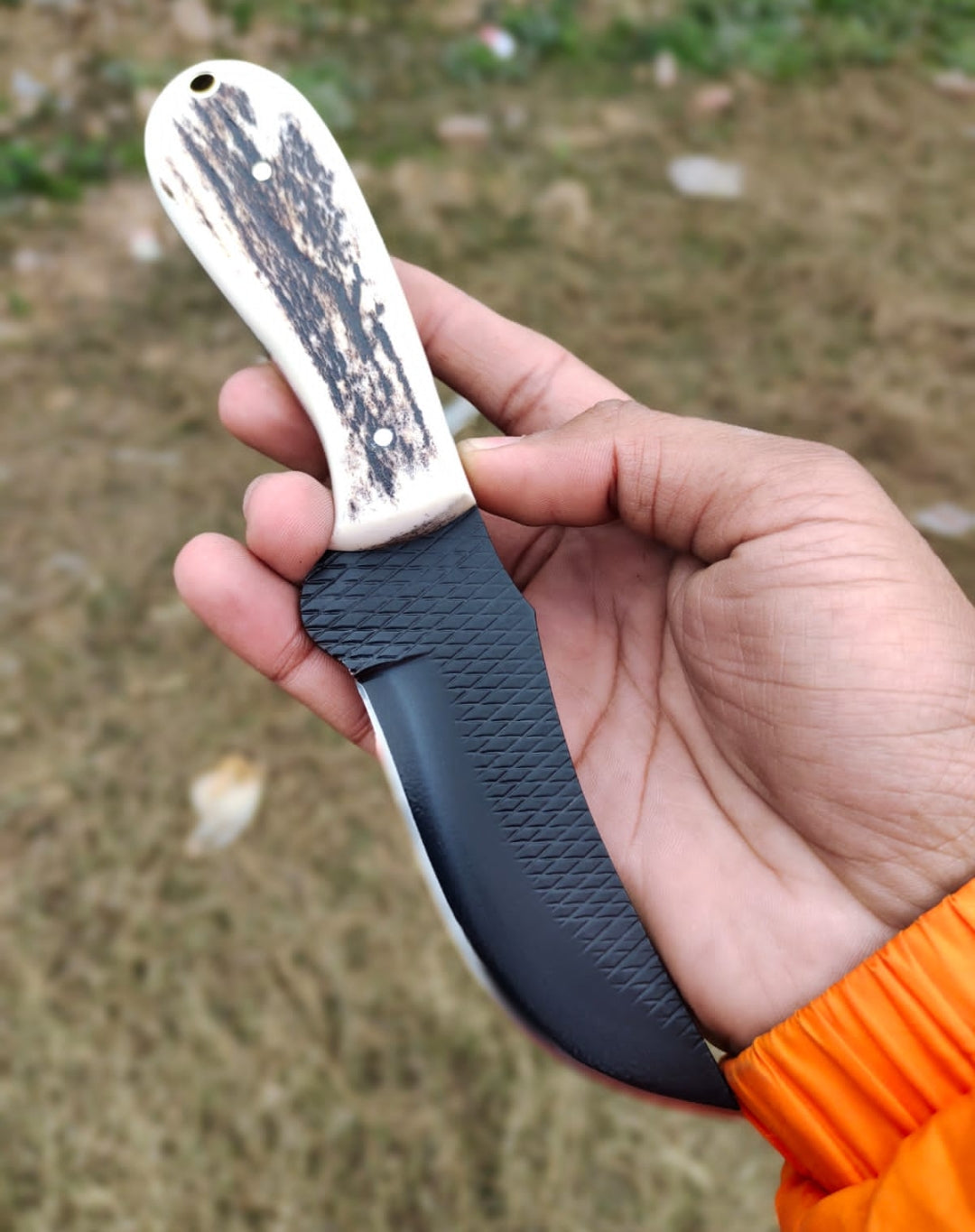 Country Knife - Antler Handle & Powder Coated Blade