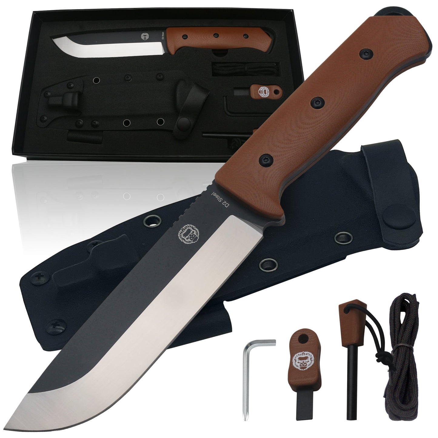 The Bushwhacker D2 Steel Bushcraft Survival Knife Gift Set (Selection)