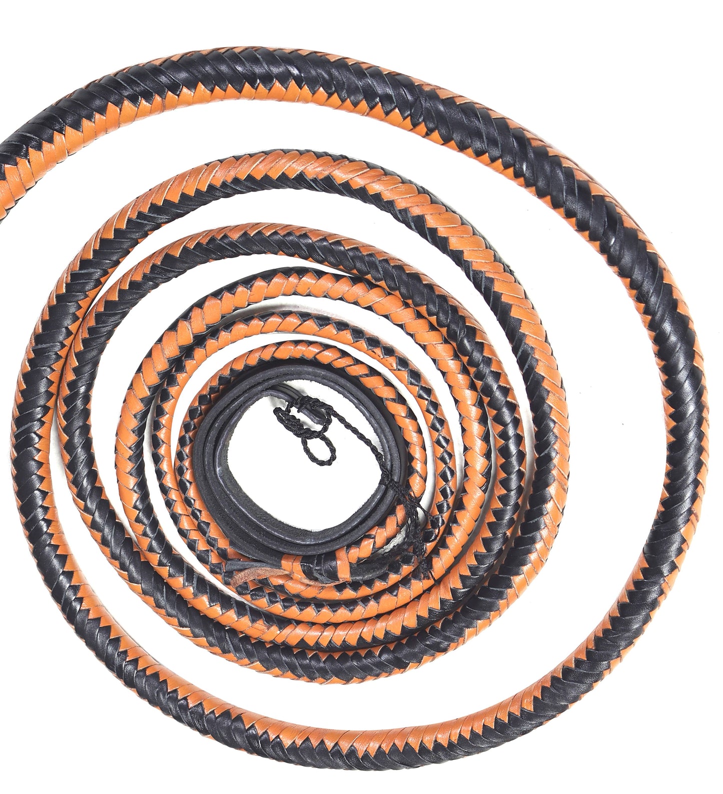 Cattle Whip – Tan & Deep Black Leather Bull Whip by KBS Knives Store (4ft–16ft)