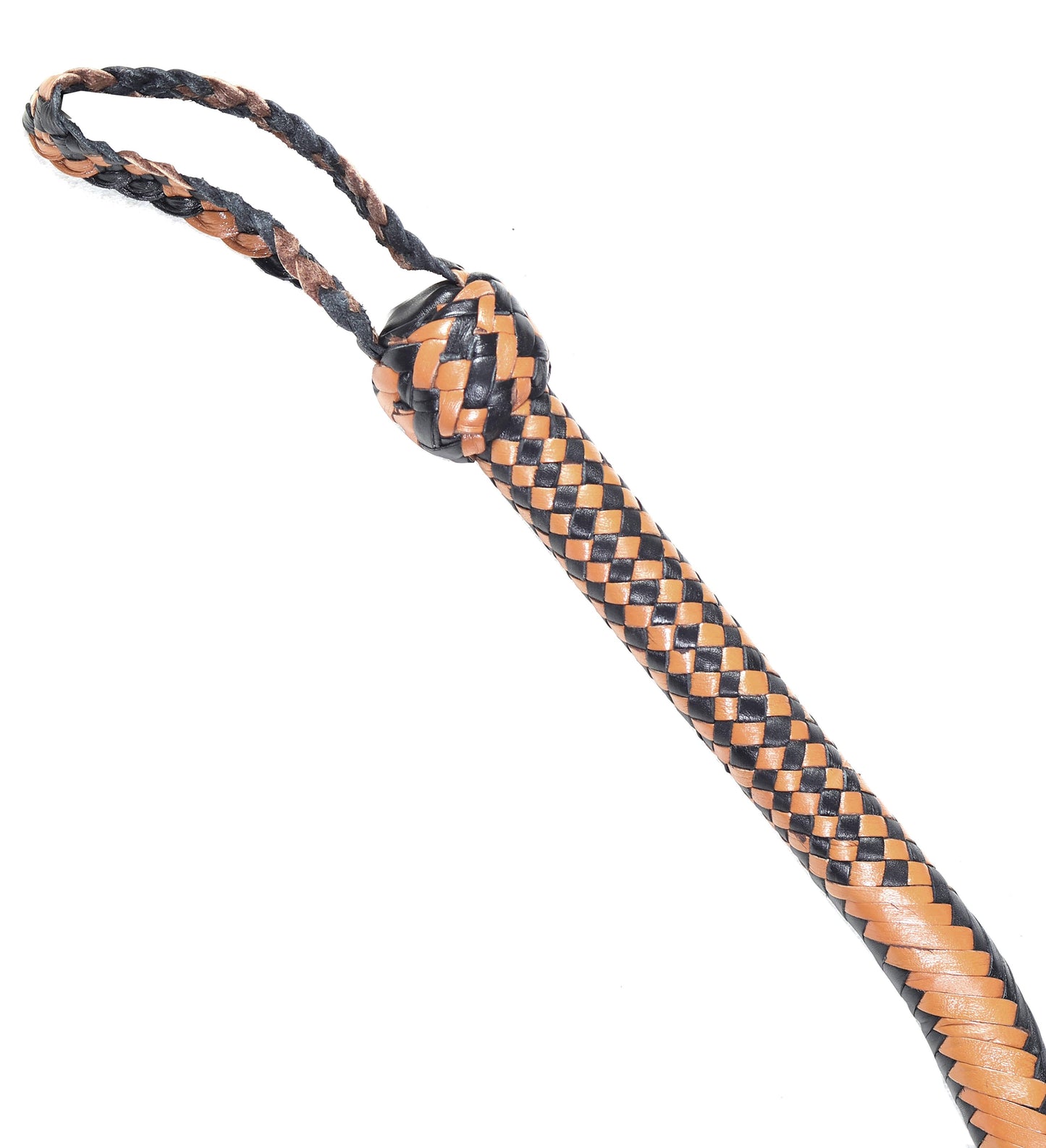 Cattle Whip – Tan & Deep Black Leather Bull Whip by KBS Knives Store (4ft–16ft)